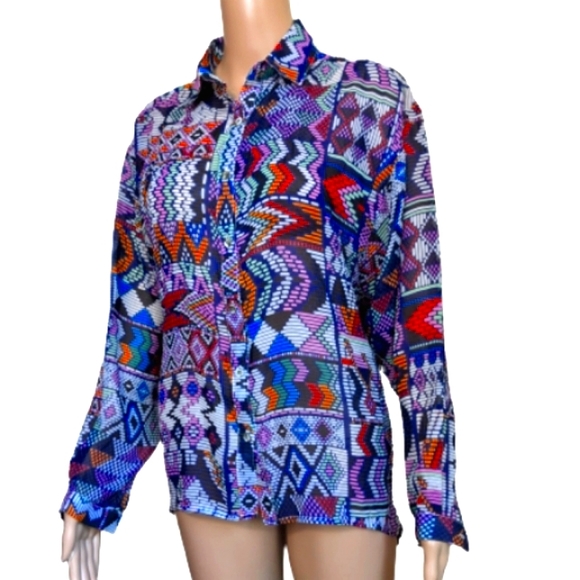 Mara Hoffman Button Down Silk Cutout Blouse Small - Picture 5 of 10